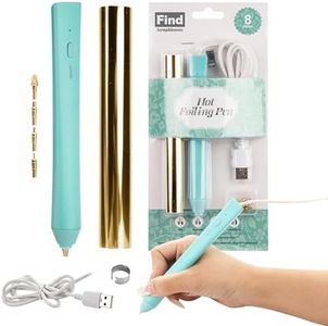 Find Scrapblooms Foil Quill Pen Starter Kit with 4 Size Metal Tips &1pc Heat Activated Foil Rolls, Hot Foiling Pen for Card Making Scrapbooking Tools,USB Powered (Blue)