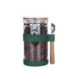 KKC Vacuum Sealed Coffee Bean Storage Container with Scoop for 1 lb / 450g Beans,Airtight Glass Coffee Jar Canister with Scoop,Glass Storage Canisters with Hinged Lid,1200ml