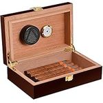 Volenx Desktop Cigar Humidor for 15-20 Cigars, Super Sealing Humidor Cigar Box Travel, Handcraft Spanish Cedar Wood Cigar Case Cigar Accessories Gift Box with Hygrometer and Humidifier