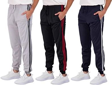 Real Essentials 3 Pack: Boys' Athletic Jogger Sweatpants Kids Youth Football Baseball Track Pants with Pockets,Set 2,XL (18/20)