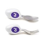 doddl 2-Piece Spoon and Fork Set - Learn to use Toddler Cutlery in Minutes, 1 Year Old & up, Baby-Led Weaning Supplies, Indigo