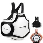 Professional Boxing Body Protector, Coach’s Boxing Vest, Fight Sports Heavy Hitter Boxing Body Pad, Taekwondo Chest Target, Leather Body Protector for Boxing, MMA, Kickboxing, Muay Thai (White)