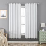 Joydeco 100% Blackout Curtains for Bedroom Living Room 84 inches Long - 2 Panels Set Burg White Curtains Drapes Room Darkening Black Out Curtains for Bedroom Windows, Back tab Rod Pocket