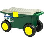 DENNY Gardeners Wheeled Tool Cart and Seat - 55cm x 29.5cm x 26.5cm - Green