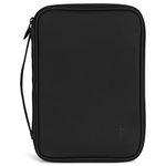 Cross Solid Blank Black Thinline Vinyl Zippered Bible Cover Case With Handle