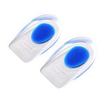 Qiuyan 1 Pair Gel Heel Cups Plantar Fasciitis Inserts Pads for Heel Pain, Bone Spur & Achilles Pain -Blue, S