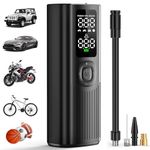 Tire Inflator Portable Air Compressor, 150PSI and Large Capacity Battery 3X Faster Inflation Cordless Car Tire Inflator Electric Auto-Off Tire Pump with Digital Values Display for Car Motorcycle Ball