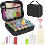 TORIBIO 30 Slots Diamond Painting Storage Containers, 60 PCS Diamond Painting Accessories and Tools Kit Portable Storage Box for DIY Art Craft Jewelry Beads Rhinestones Organizer Case, Black