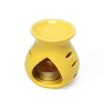 Pure Source India Ceramic Clay Candle Operated Aroma Burner|Oil Diffuser Coming with 1 Tea Candle (Yellow ; 9 Cm)