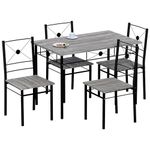 Vida Designs Roslyn Dining Table and Chair Set, Kitchen Breakfast Modern Contemporary Furniture Set (Grey, 4 Seater)