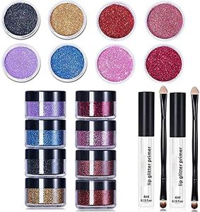 Glitter Lip Kit Liquid Lipstick Set, Glitter Lip Kit Stay Golden, 4 Color Diamond Glitter Metallic Lipstick Waterproof and Long-Lasting Set for Women (A+B)