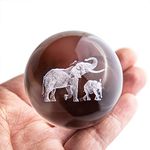 HDCRYSTALGIFTS 3D Laser Elephant Crystal 60mm Ball Crystal Paperweight Figurine Home Art Decor Crafts