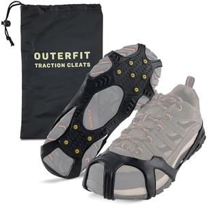 Outerfit Ice Cleats for Shoes and Boots Men and Women, Overshoe Non-Slip Crampons with Tungsten Steel Spikes, Shoe Spikes for Snow and Ice, Snow Cleats, Ice Grips for Hiking, Fishing, Walking