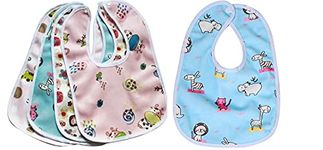 Tinny Tots Baby Waterproof Feeding Bibs Aprons Durable For Babies Girls Boys Drool Bibs With Snaps Set Combo Pack of 5 For New Borns/Toddlers(0-12 Months)