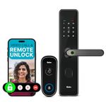 Qubo Smart Door Lock Select (Black) with Video Call Doorbell Connect | Answer Your Door from Anywhere – See, Speak & Unlock | 4 Bolts + Deadbolt Security | AI Person/Motion Detection & Alerts