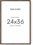 HAUS AND HUES Walnut 24x36 Wooden Picture Frame - 24x36 Inch Poster Frame, 24x36 Poster Frame Wood, Barnwood Picture Frames, 24 x 36 Poster Picture Frame, 24x36 Frame Wood (Walnut Oak Frame)