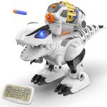 STEMTRON Programmable Remote Control Robot Dinosaur Toy for Kids, Interactive Robotic Dinosaur, Robo Dinosaur, RC Robot with Touch Sensing, LED Eyes, Dance & Music (Large Size)