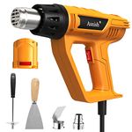 Heat Gun 1800W Variable Temperature Settings 122℉~1202℉ (50℃- 650℃), Asnish Fast Heat Hot Air Gun, Durable& Overload Protection, with Nozzles for Crafts, Shrink Wrap, Vinyl, PVC, Vinyl, Epoxy Resin