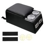 RASNAUTO Universal Rear Bench Seat Consoles,Center Console Organizer with Cup Holder, Phone Storage, Large Storage Box, Central Armrest Box Black