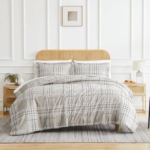 Southshore Fine Living, Inc. 3-Piece California King Size Comforter Set with 2 Pillow Shams, Cozy Double Brushed Microfiber, Down Alternative Comforter, King/California Size, Mocha Beige Plaid
