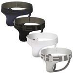 BSHETR Mens Jockstrap with Super Wide Band, Basic Cotton Breathable Athletic Supporters for Men (Multicolor(4 Pack), Size M:28"-30",71cm-76cm)