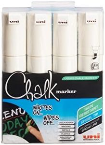Uni-Ball Réf 5046823 Marqueur craie Pointe ogive large Trait de 8 mm Blanc Pochette de 4 (Import Royaume Uni)