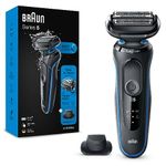 Braun Series 5 5018s Electric Razor for Men with Precision Trimmer, Wet & Dry, Rechargeable, Cordless Foil Shaver, Blue, 1 Count