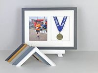 Medal display Frame with Apertures for Medal & Photo. 30x40cm.Handmade by Art@Home. (Dark Grey, Double Mount - White/Black)