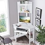 Tangkula White Corner Desk with Hut