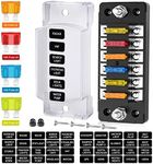 Nilight 6 Way Fuse Block with Negative Bus 12V Blade Fuse Holder ATC/ATO Standard Fuse Box Label Stickers Waterproof Cover Fuse Panel for Automotive Cars Trucks RVs Campers Vans, 2 Years Warranty