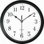 WOOPHEN 10 Inch Wall Clock Silent Non-Ticking Modern Wall Clocks Battery Operated,Analog Small Classic Clock for Home, Office, School, Bedroom, Bathroom, Kitchen, Living Room(Black)