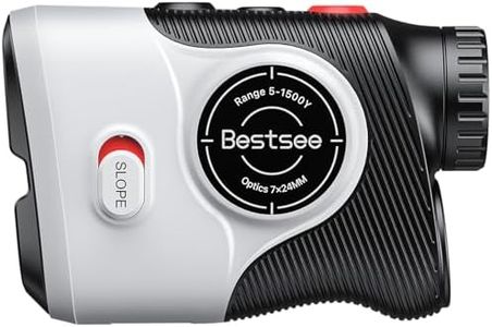 Bestsee Golf Laser Rangefinder 1500Yards - 0.3s FlagLock w/Vibration, 7X Magnification, Red Backlight, 85% Light Transmission Lens, Built-in Magnet Stripe for Golfing/Hunting | Golf Accessories