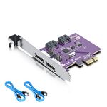 10Gtek 2 Port eSATA3.0 or 2 Port SATA3.0 Non-Raid Controller Card, X1, Support SSD and HDD, with 2 SATA Cable