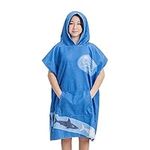 HOMELEVEL Kids Hooded Towel Poncho - Swimming Beach Changing Robe with Hood, Design, Pocket for Boys Girls Teenager - 60% Cotton 40% Polyester