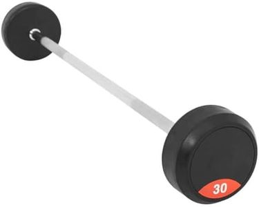 GORILLA SPORTS Rubber Barbells - 10kg - 50kg Weights, Chrome-Plated and knurled bar - Rubber Barbells, Barbell Set, Fixed Barbell, Bodybuilding, Strength Workout, Functional Fitness - 30kg