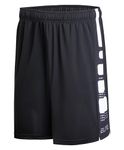 Hurriman Mens Basketball Shorts with Pockets, Elite Stripe 9 inch Inseam Athletic Gym Short Basketball Shorts for Men, Boys and Youth Kids, Black/White