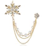 Panjatan Men's Eye Catching Stone Studded Snow Flake With Three Chain Pin Brooch