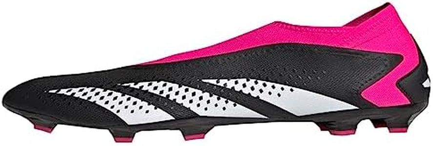 adidas Unisex Predator Accuracy.3 Firm Ground Soccer Shoe, Black/White/Team Shock Pink (Laceless), 8.5 US Men