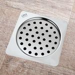 LIPKA Square Floor Drain with Cockroach Trap | 6 x 6 Inches Floor Drainer | 304-Grade Stainless Steel Floor Trap | Glossy Finish Drain Jali