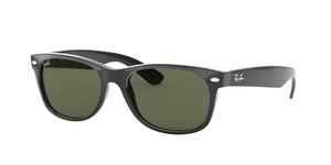 Ray-Ban Unisex New Wayfarer Classic Sunglasses, Black With Green Classic G-15 Lens, 55 mm UK