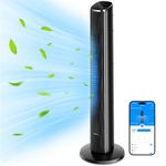 GoveeLife 36'' Smart Tower Fan for Bedroom, 75° Oscillating Floor Fans with Voice Remote, Temperature Auto 5 Modes 8 Speeds up to 25ft/s, 24H Timer, 29dB Quiet Cooling Standing Fan for Home Office