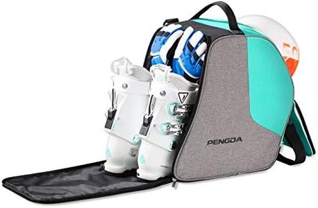 PENGDA Ski Boot Bag - Boot Bag Kids Waterproof Ski Boot Snowboard Boot Bag Travel Ski Boot and Helmet Bag for Goggles, Gloves, Ski Apparel & Boot Storage (Dry& Wet Separate Compartments) (Green Grey)