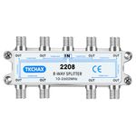 TKCHAX 8 Way Coaxial Cable Splitter,Support 10-2602MHz, RG6 Compatible, Nickel-Plated for Cable Splitter,Work with CATV, Satellite TV,Antenna System and MoCA Configurations