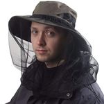 Beekeepers Hat w/Removable Mosquito Head Net for Outdoors UV Protective OD Army Green