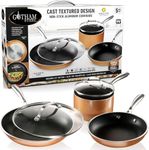 Gotham Steel 5 Pc Copper Pots and Pans Set Non Stick Cookware Set, Kitchen Cookware Sets, Pot and Pan Set, Copper Pots Set, Non Toxic Cookware Sets Clearance, Frying Pan Set, Dishwasher Safe