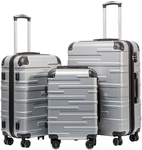 Coolife Luggage Expandable(only 28") Suitcase 3 Piece Set with TSA Lock Spinner 20in24in28in (sliver)