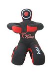 MMA Judo Punching UNFILLED Bag - Sitting Position Hands On Front Grappling Dummy (Black Canvas, 70")