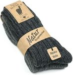 GoWith Alpaca Wool Socks, extra thick 2 pairs multipack for men & women, natural thermal wool winter socks, soft, warm, cosy, chunky, brown beige grey UK size 3-5, 6-8, 9-11