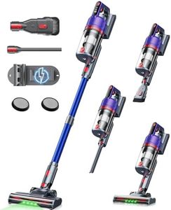 Powerful 5-in-1 Cordless Vacuum Cleaner with Green LED headlight, 650W 70Mins Stick Vacuum, 55KPA Dual Mode, Self-Standing, Anti-tangle, Low noise, Compact Vacuum Cleaners for Home/Pet Hair/All floors