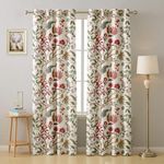 Cloth Fusion Printed Blackout Curtains 7 Feet Long Set of 2 Room Darkening Door Curtain with Grommet (Ivory Dream)